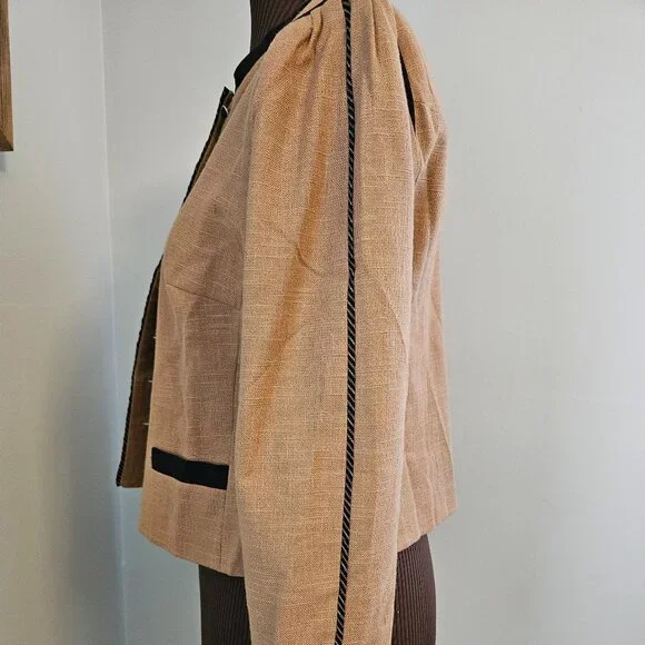 Vintage Salzburger Modell Dirndl Austrian Jacket, Mustard w/ Black Trim, Size 40 - Picture 8 of 13